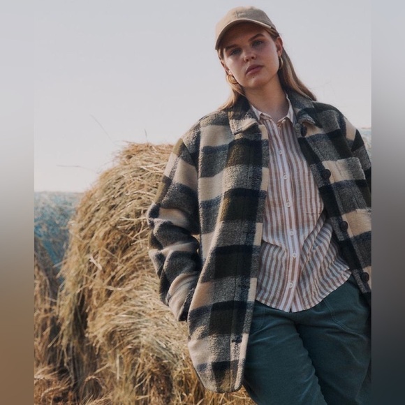 Madewell Shirt-Jacket Belrose Shacket Fuzzy Check Fall Maran Plaid XXS EUC - Picture 8 of 14